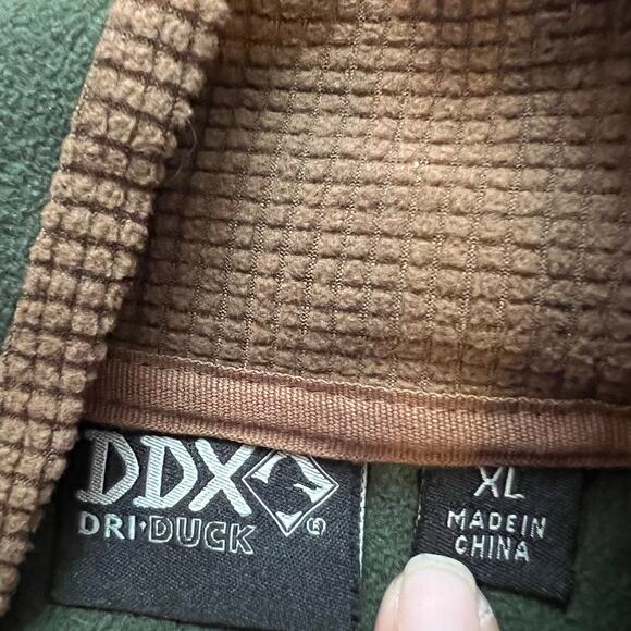Dri Duck DDX Fleece Mens XL Quarter Zip Pullover Jacket Green Brown Shirt - Picture 5 of 8